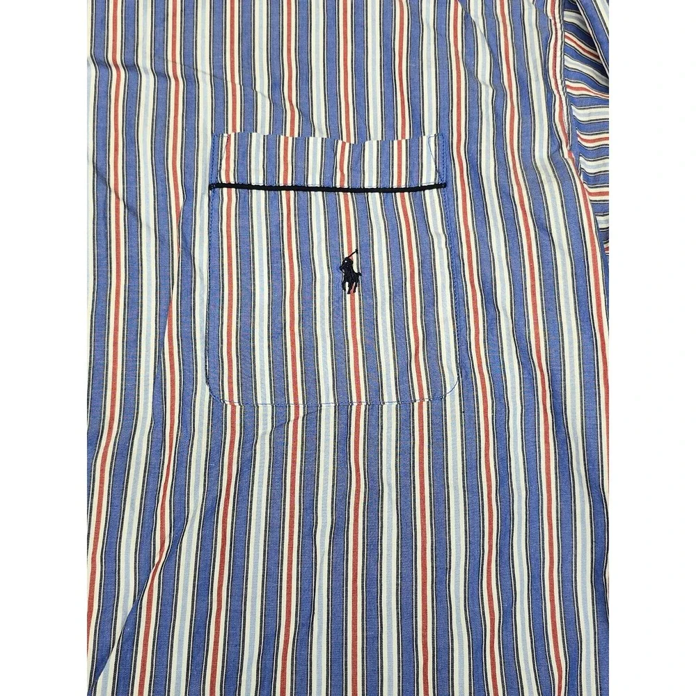 Polo Ralph Lauren Sleepwear Shirt Mens XL Vertical Stripes Large Buttons Cotton